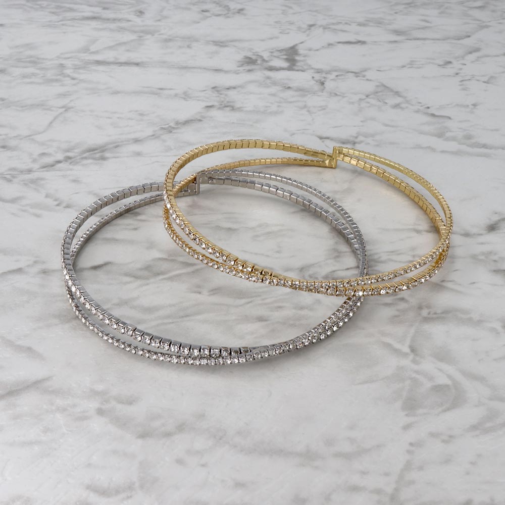 Stone Studded Cross Cuff Necklace