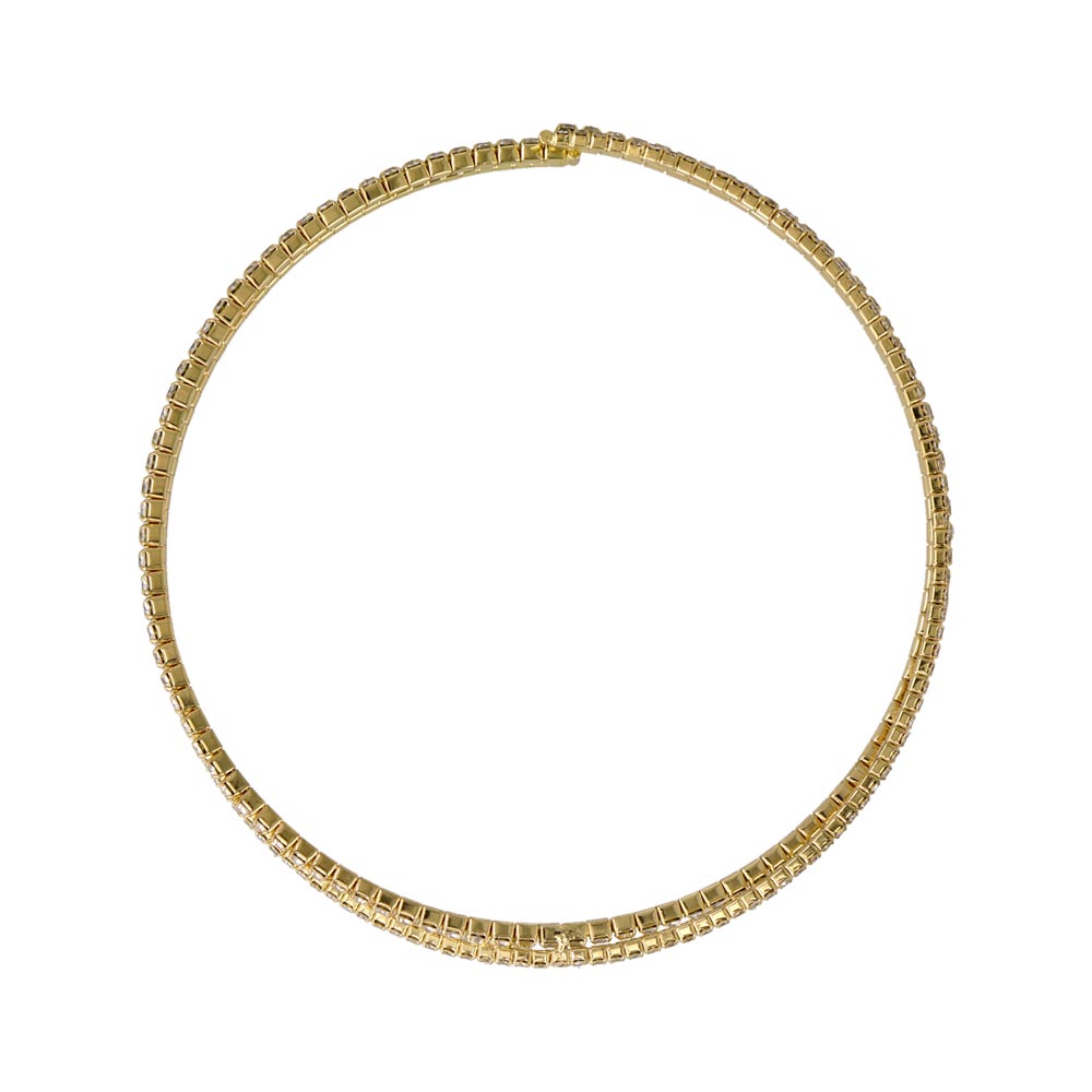 Stone Studded Cross Cuff Necklace