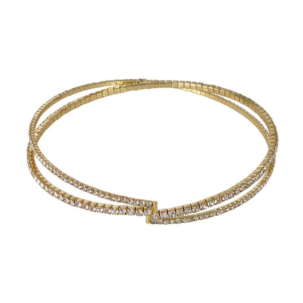 Stone Studded Cross Cuff Necklace