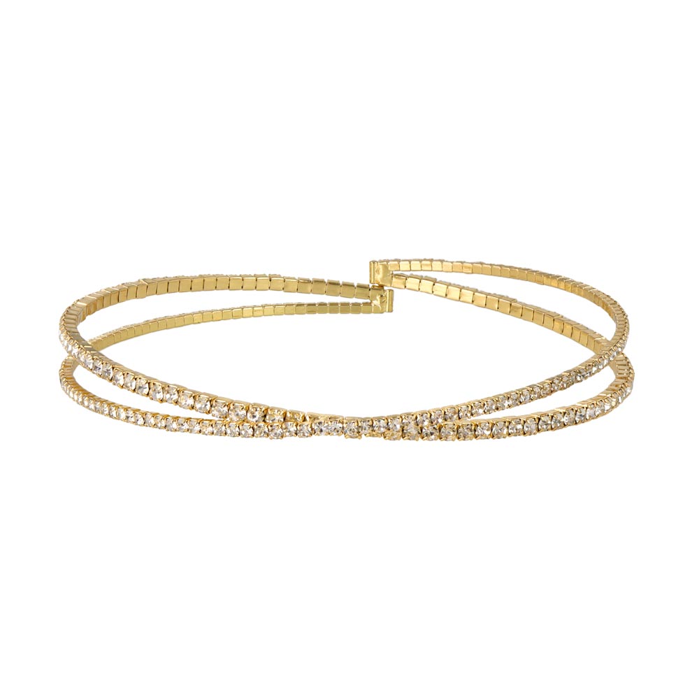 Stone Studded Cross Cuff Necklace