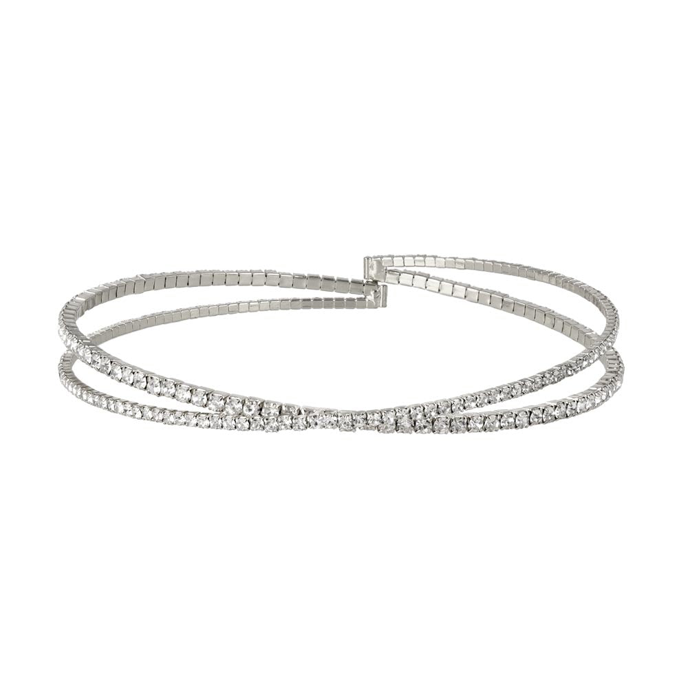 Stone Studded Cross Cuff Necklace