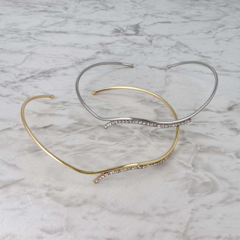 Stone Studded Wave Cuff Necklace