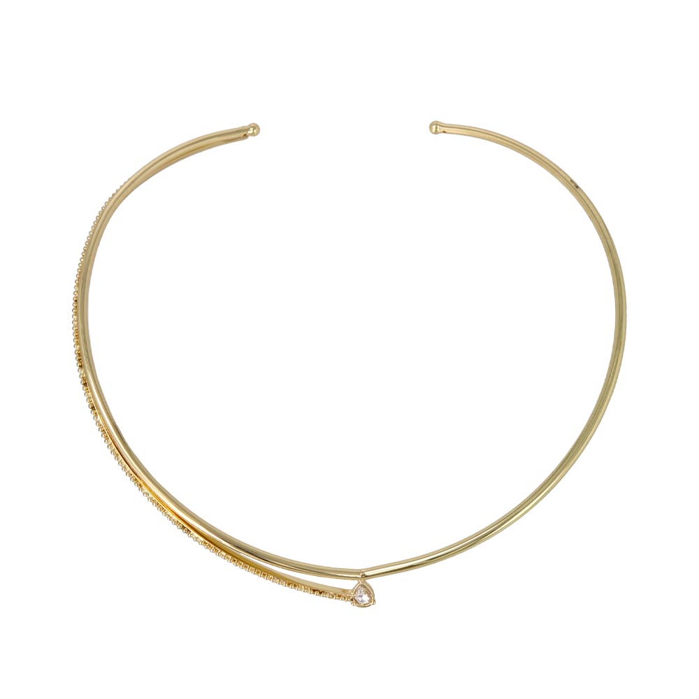 Pear Stone Textured V Cuff Necklace