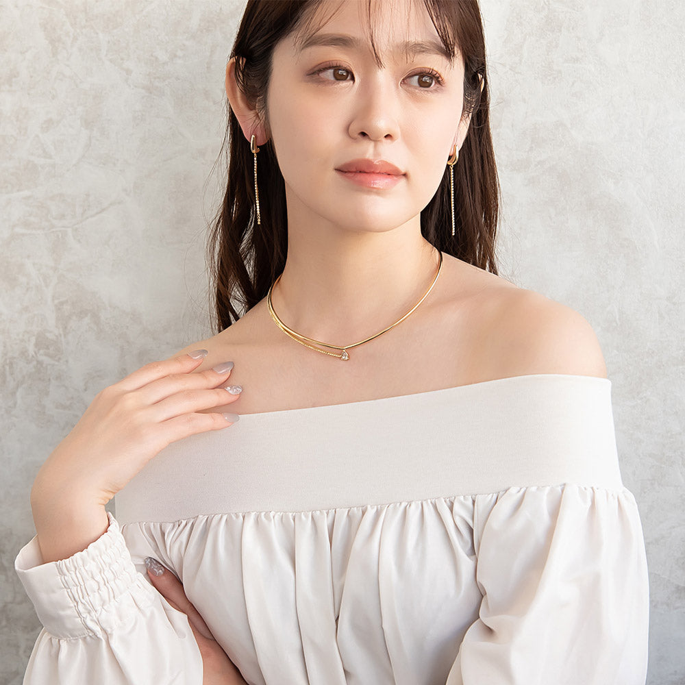 Pear Stone Textured V Cuff Necklace