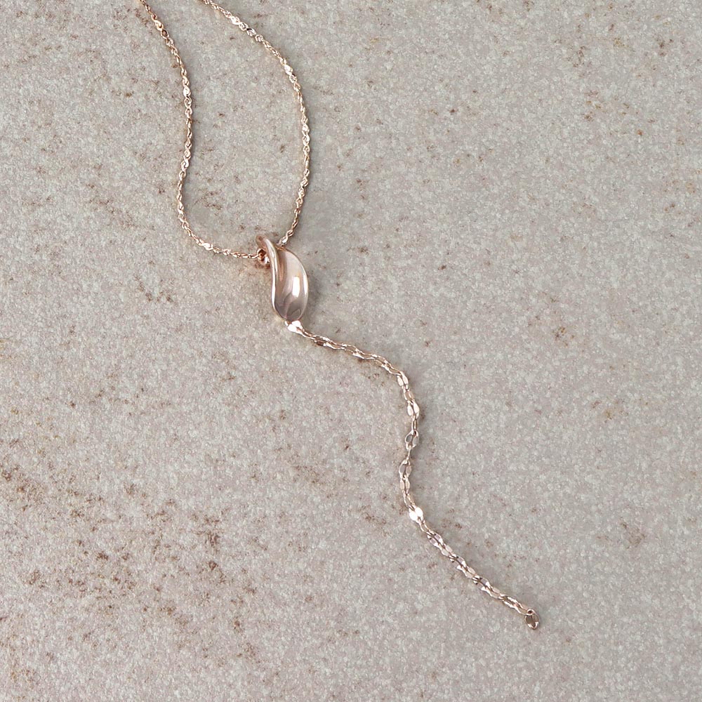 Rose Silver Tone Long Y Shape Slider Necklace