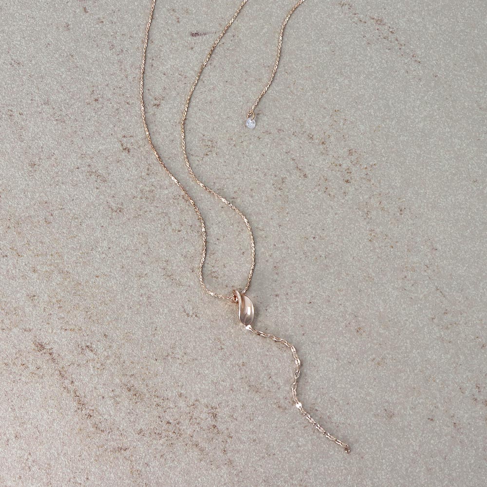 Rose Silver Tone Long Y Shape Slider Necklace