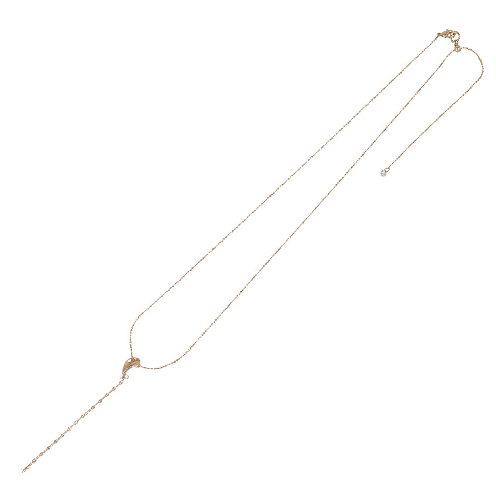 Rose Silver Tone Long Y Shape Slider Necklace