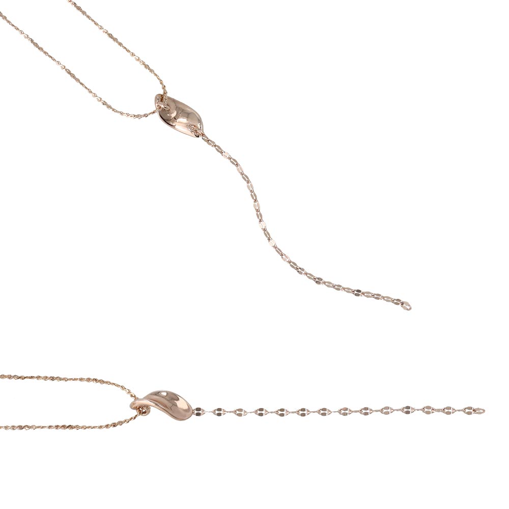 Rose Silver Tone Long Y Shape Slider Necklace