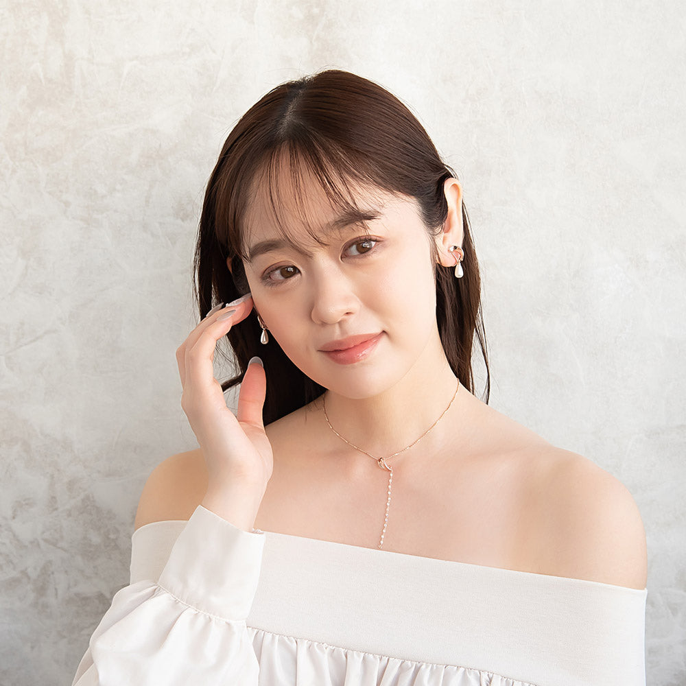 Rose Silver Tone Long Y Shape Slider Necklace