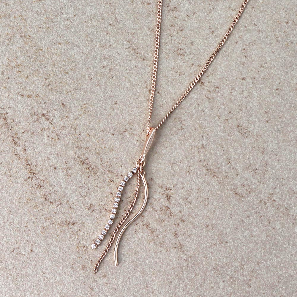 Rose Silver Tone Mixed Fringe Y Shape Slider Necklace - osewaya