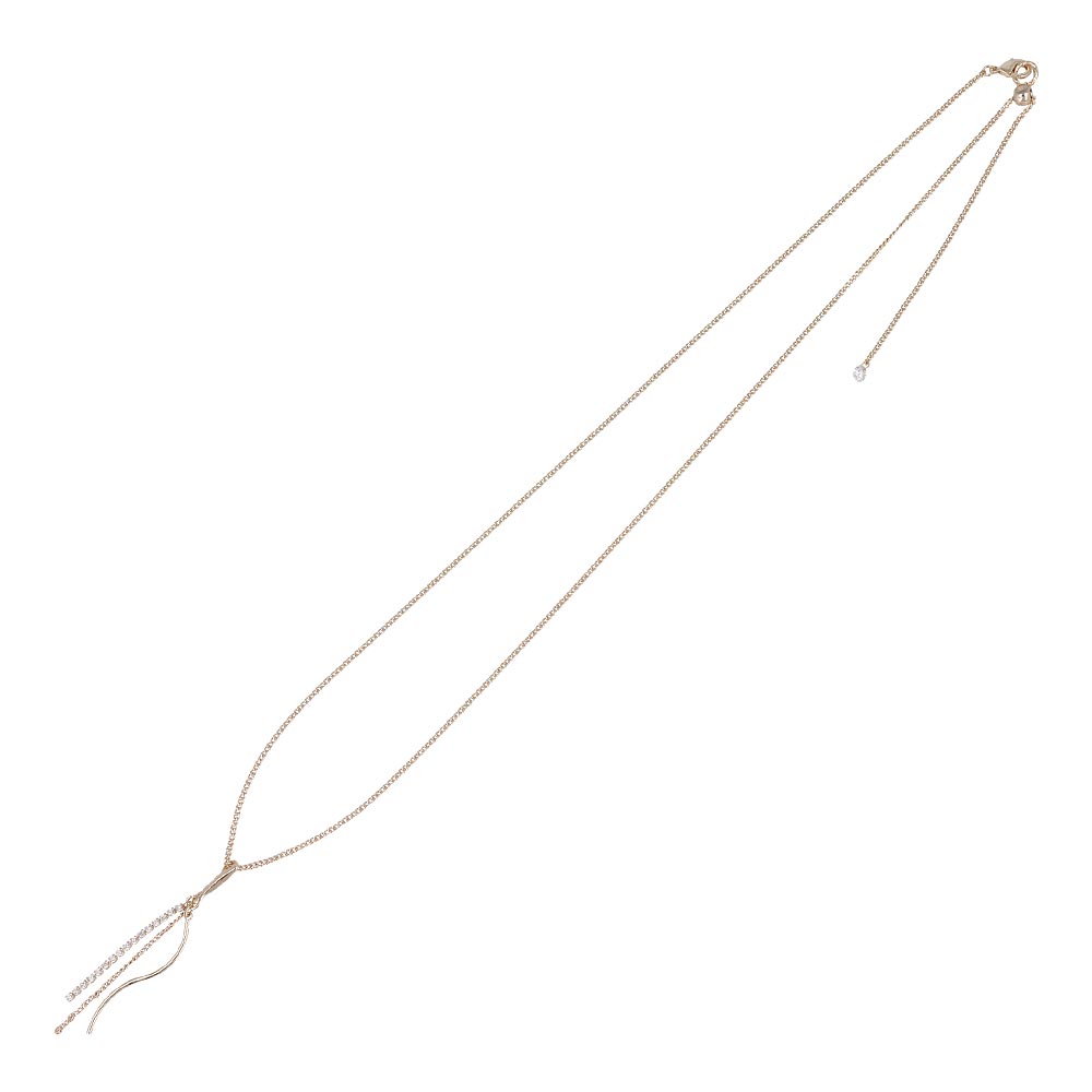 Rose Silver Tone Mixed Fringe Y Shape Slider Necklace