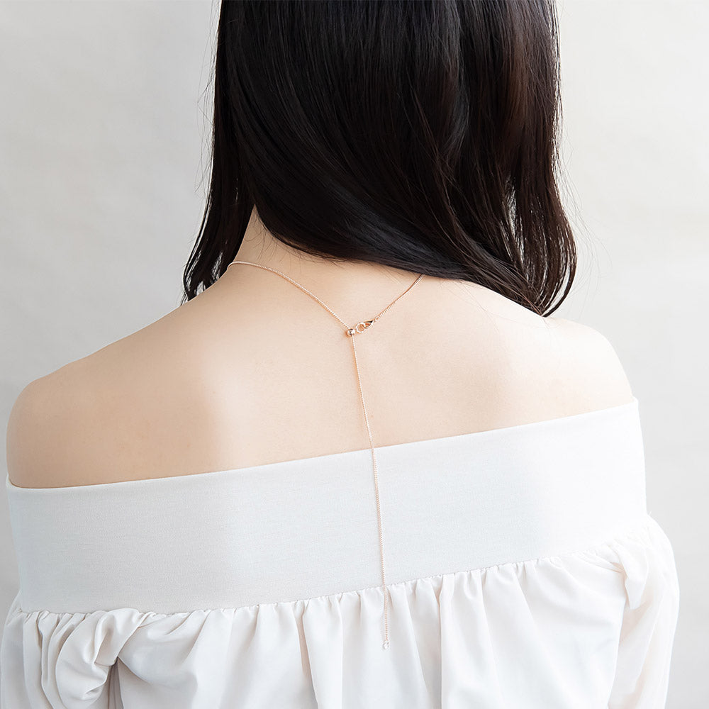 Rose Silver Tone Mixed Fringe Y Shape Slider Necklace