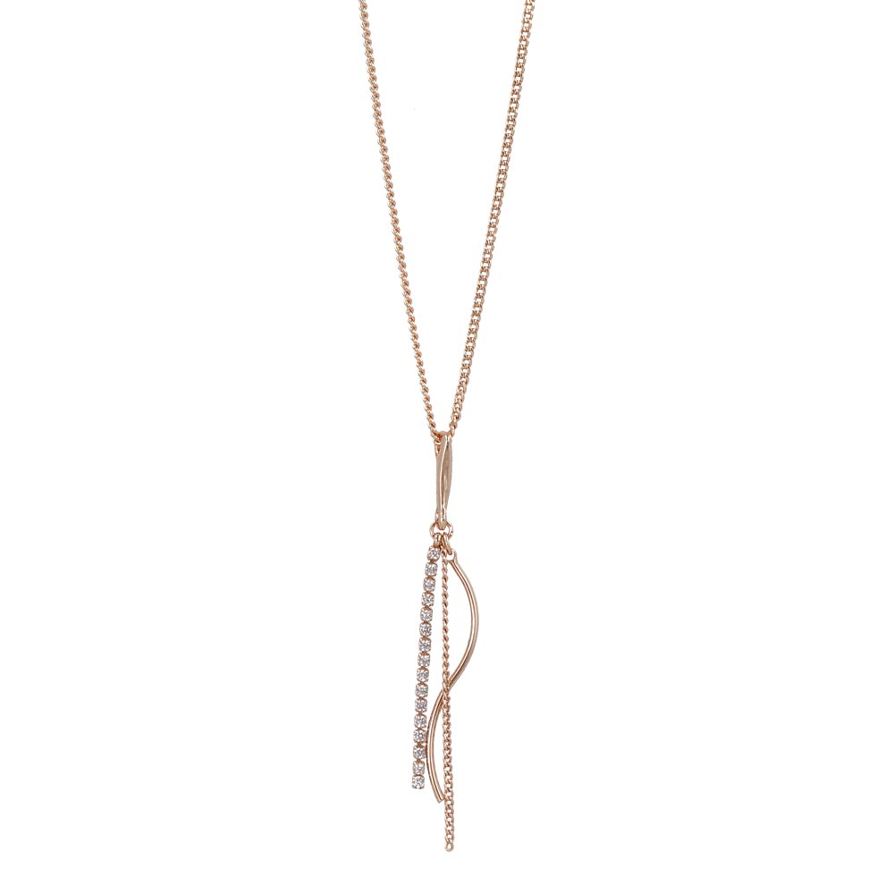 Rose Silver Tone Mixed Fringe Y Shape Slider Necklace