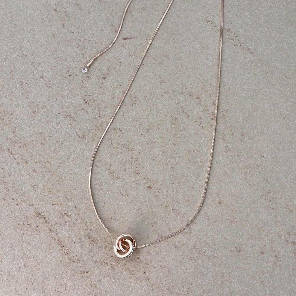Rose Silver Tone Layered Ring Slider Necklace