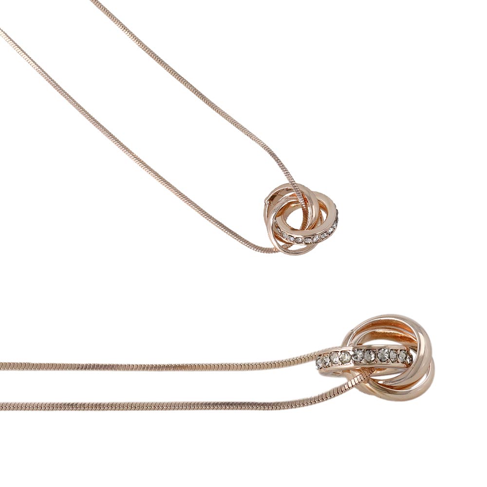 Rose Silver Tone Layered Ring Slider Necklace