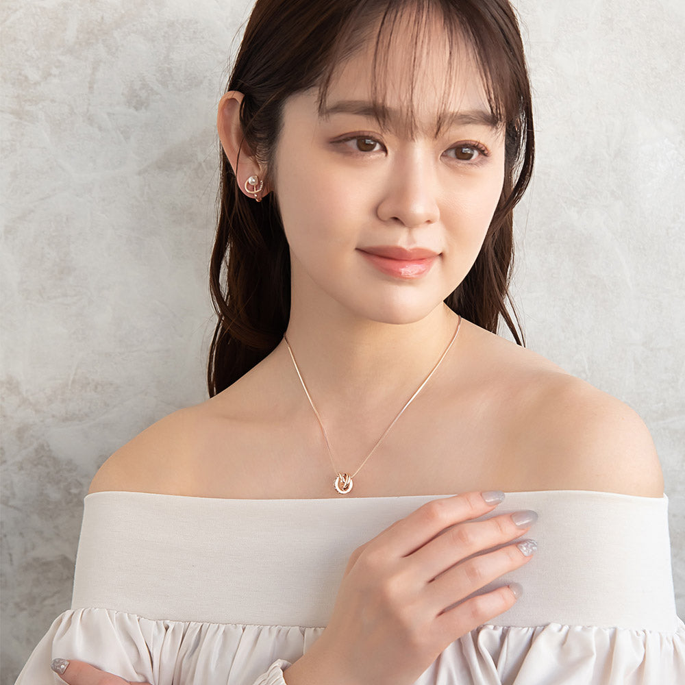 Rose Silver Tone Layered Ring Slider Necklace