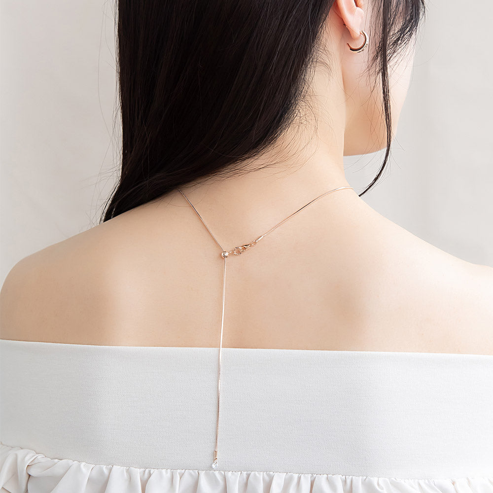 Rose Silver Tone Layered Ring Slider Necklace