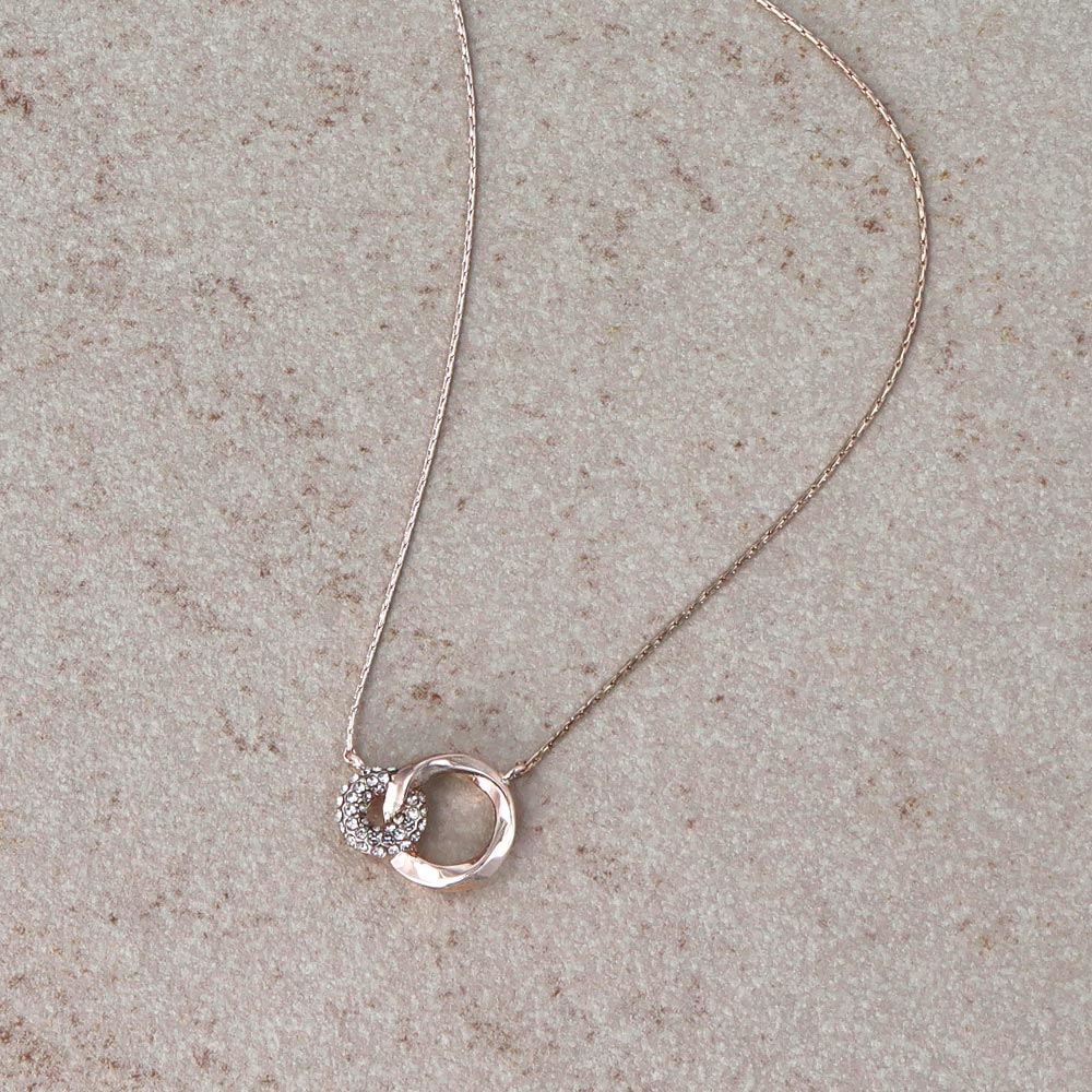 Rose Silver Tone Pave and Molten Link Necklace