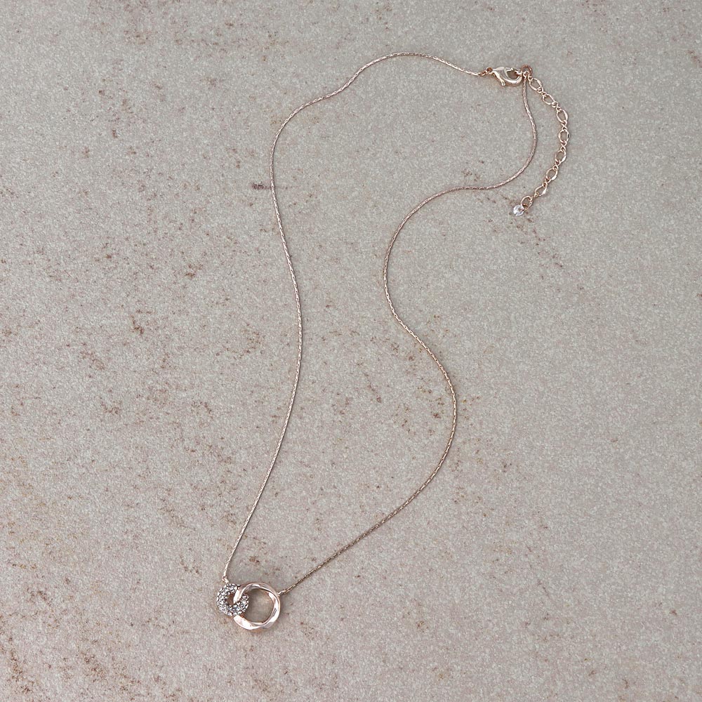 Rose Silver Tone Pave and Molten Link Necklace