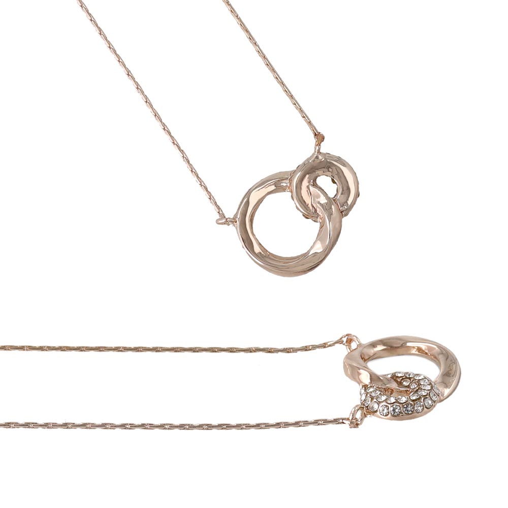 Rose Silver Tone Pave and Molten Link Necklace