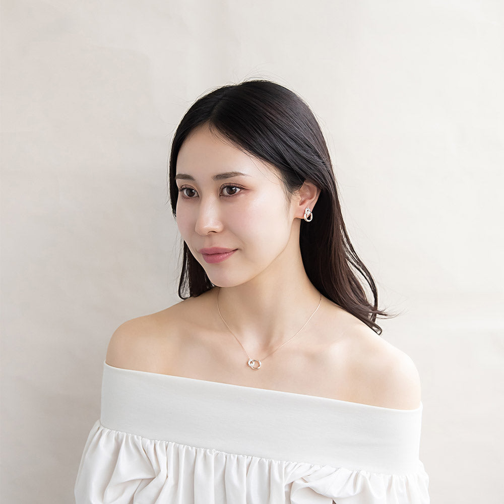 Rose Silver Tone Pave and Molten Link Necklace