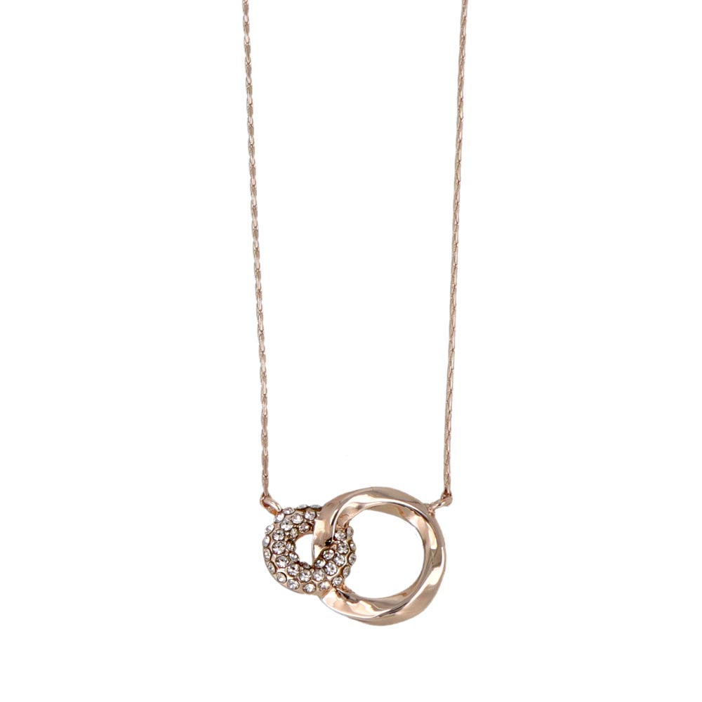 Rose Silver Tone Pave and Molten Link Necklace