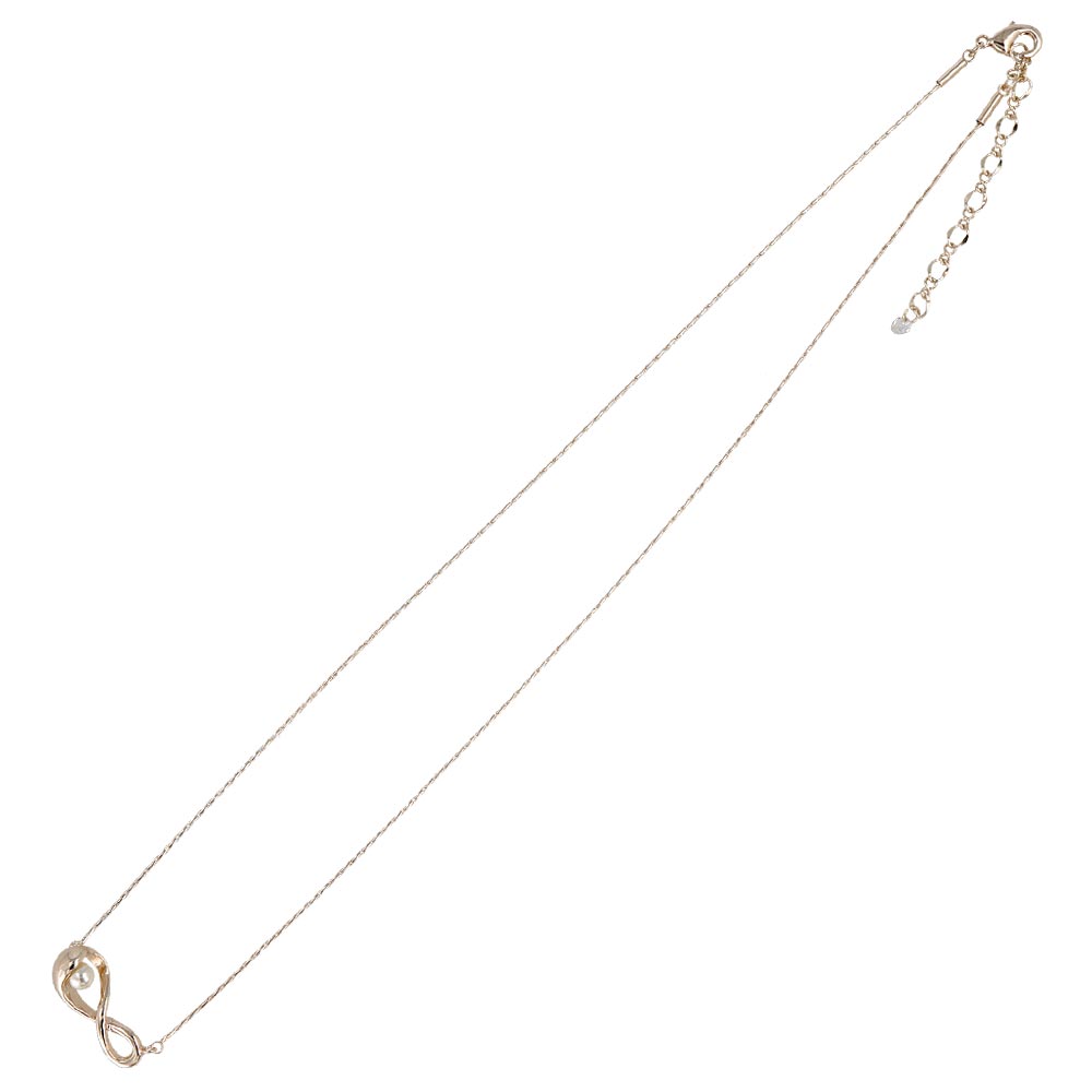 Rose Silver Tone Pearly Infinity Necklace