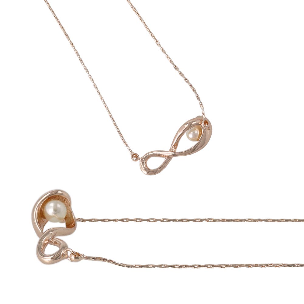 Rose Silver Tone Pearly Infinity Necklace