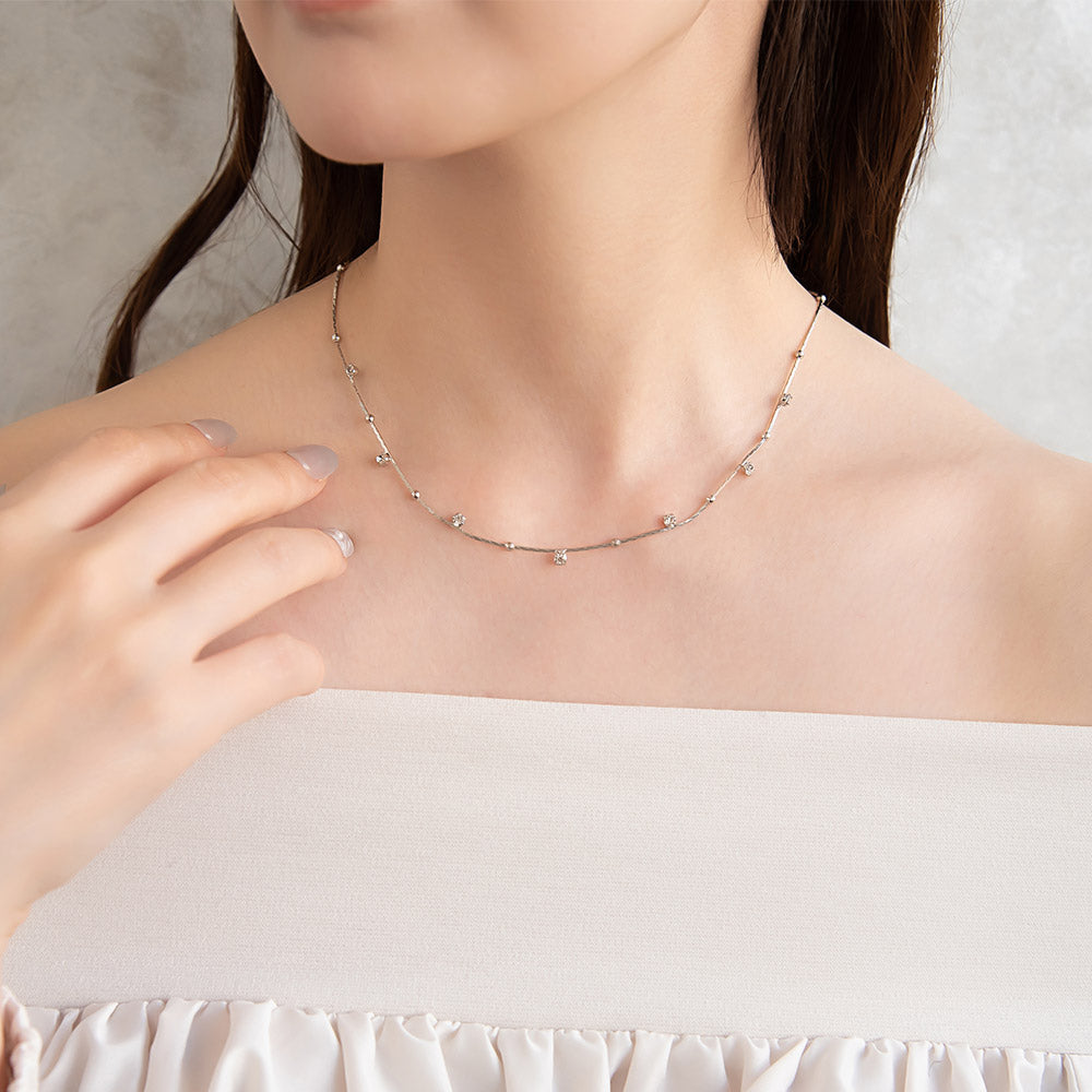 Stone and Ball Station Necklace