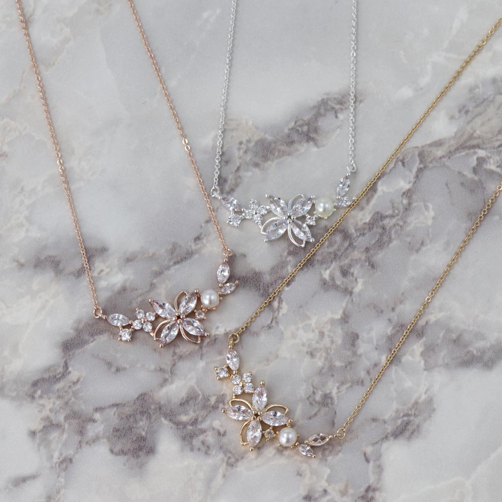 CZ Flower Ornate Necklace