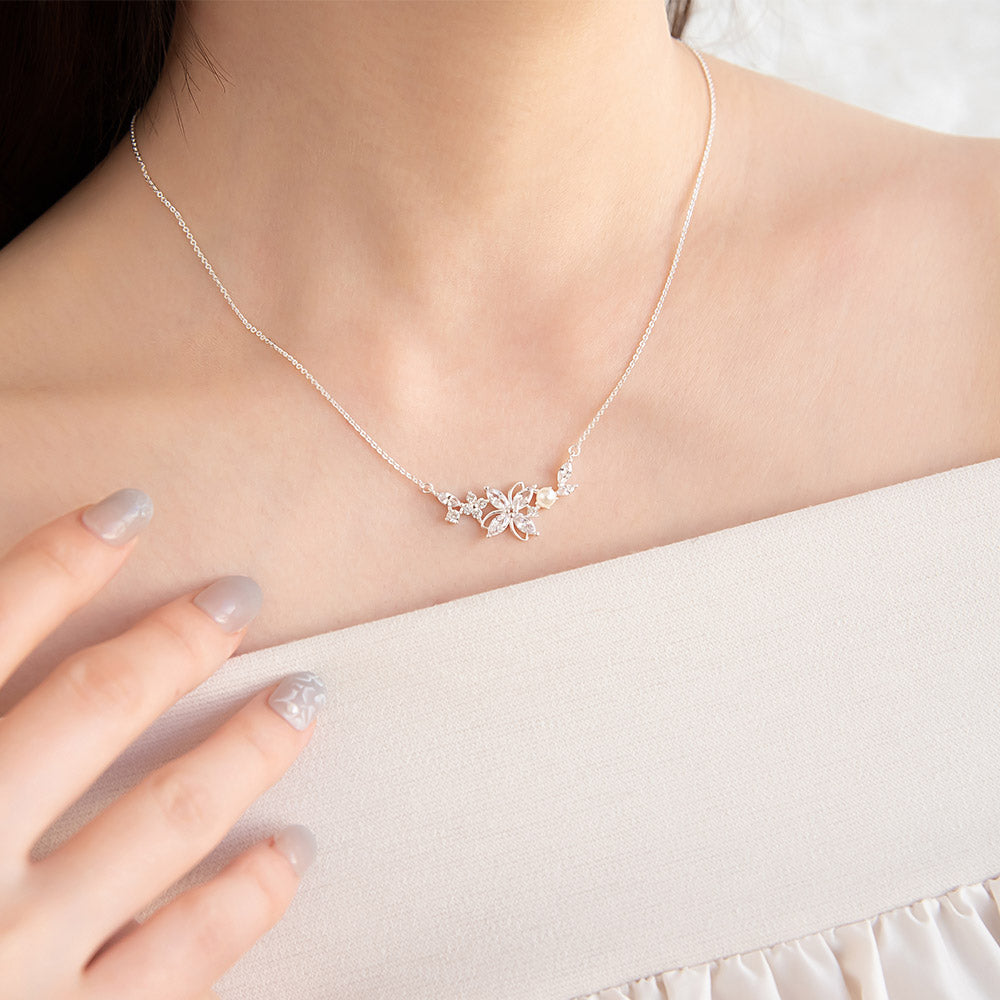 CZ Flower Ornate Necklace