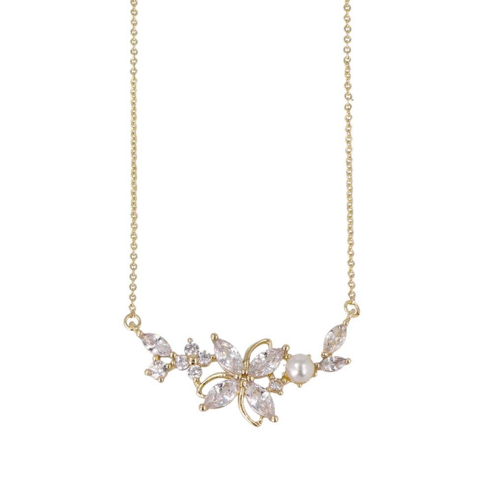 CZ Flower Ornate Necklace