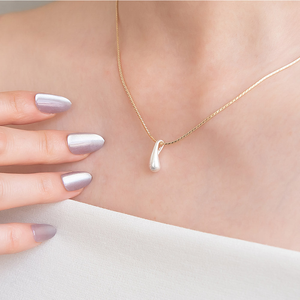 Puffed Teardrop Slider Necklace