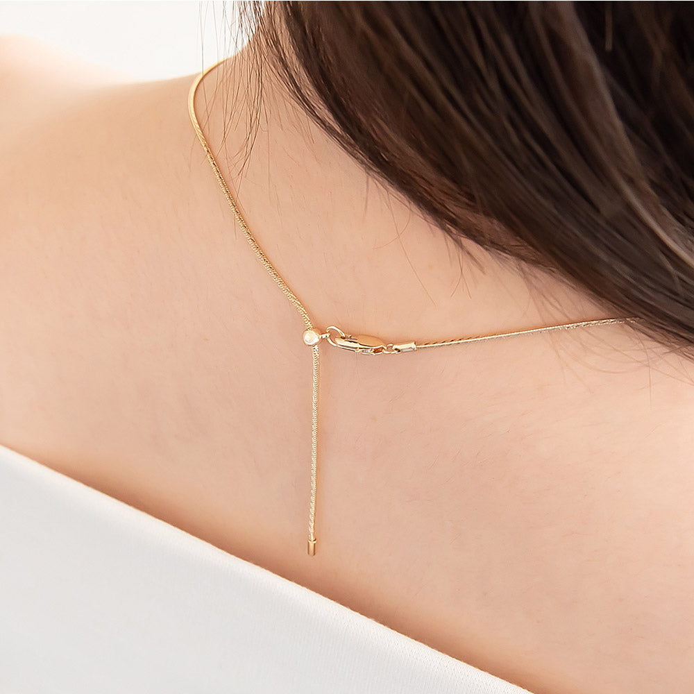 Puffed Teardrop Slider Necklace