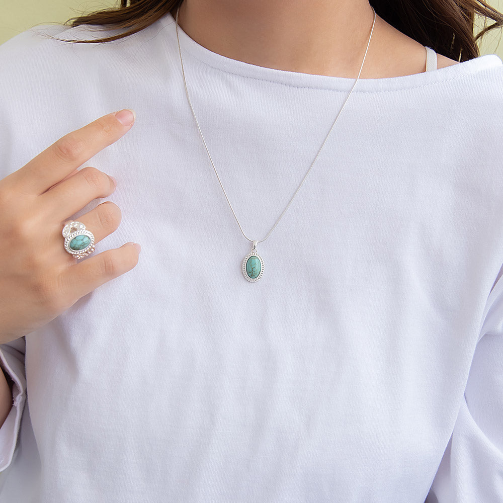 Oval Concho Pendant Necklace