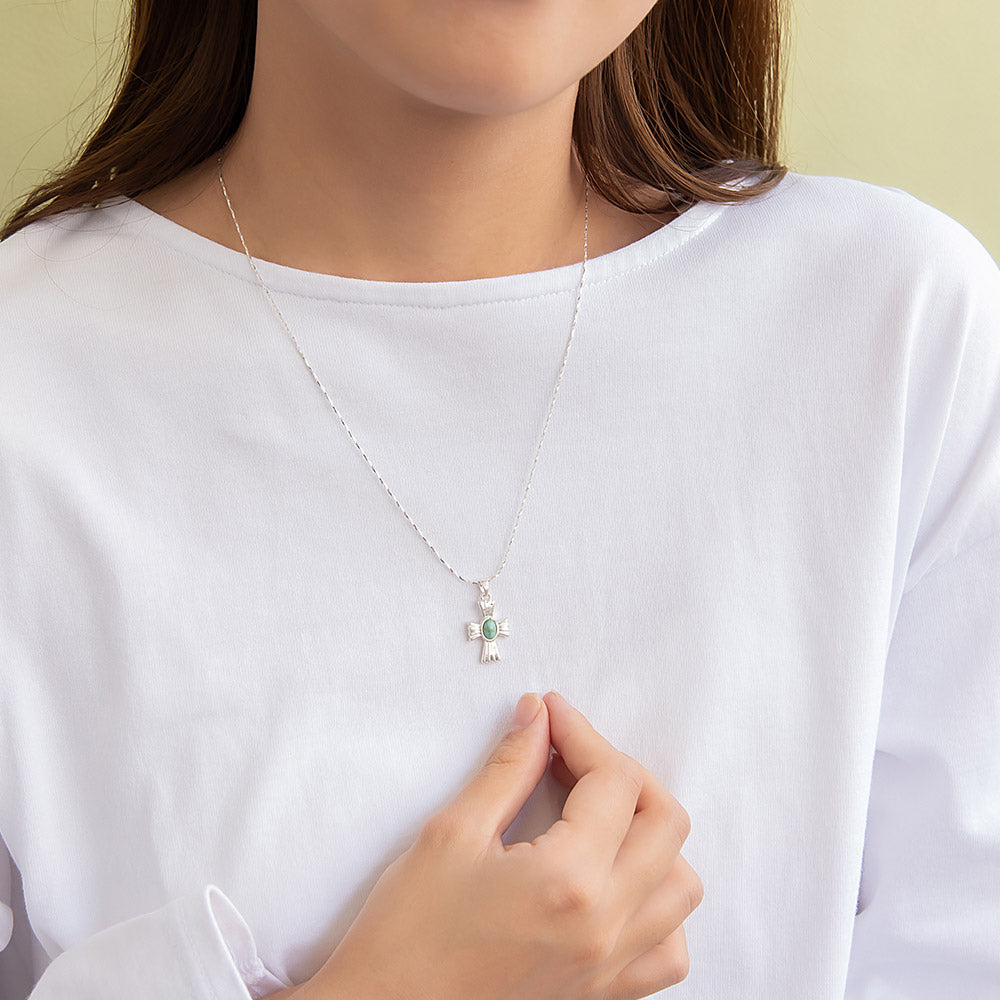 Turquoise Cross Pendant Necklace