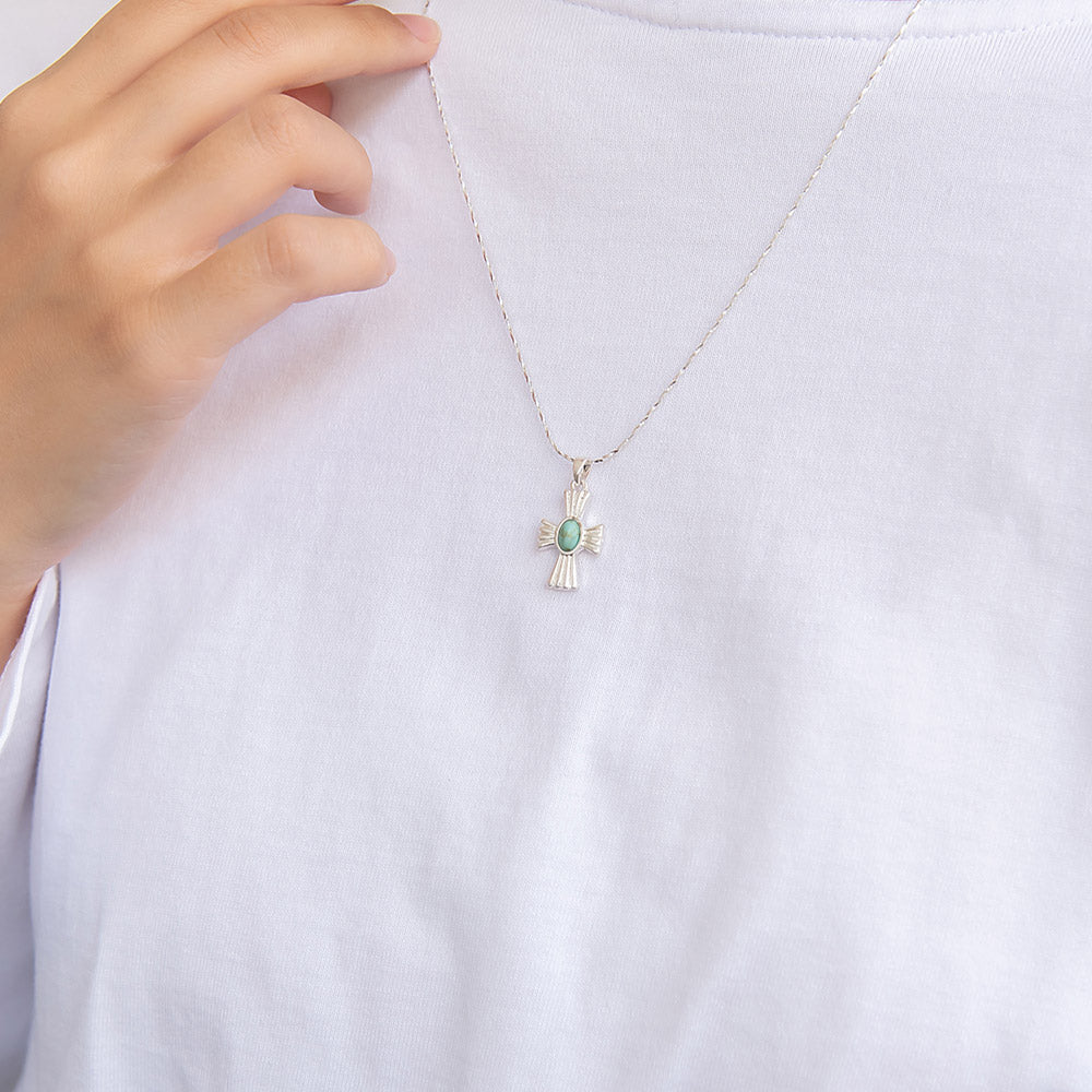 Turquoise Cross Pendant Necklace