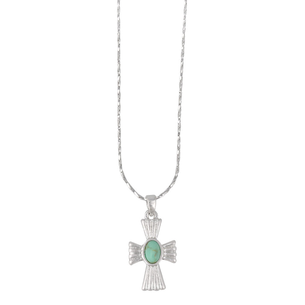 Turquoise Cross Pendant Necklace
