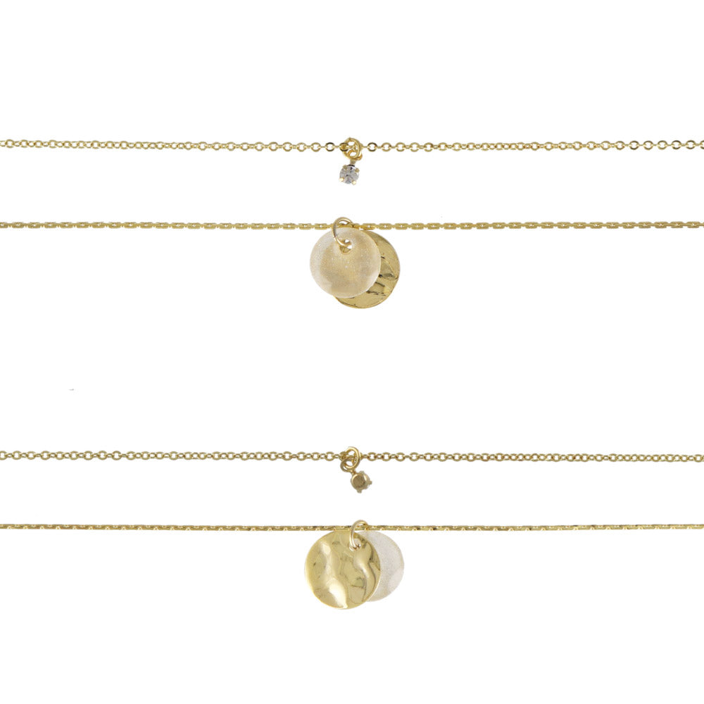 Mixed Double Disc Layered Necklace