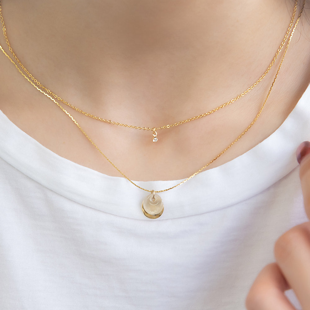 Mixed Double Disc Layered Necklace