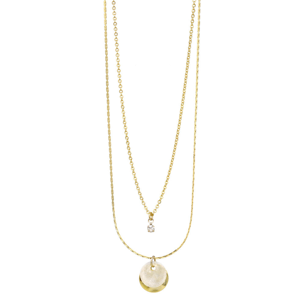 Mixed Double Disc Layered Necklace