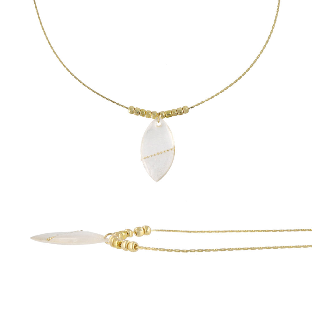 Almond Shaped Shell Pendant Necklace