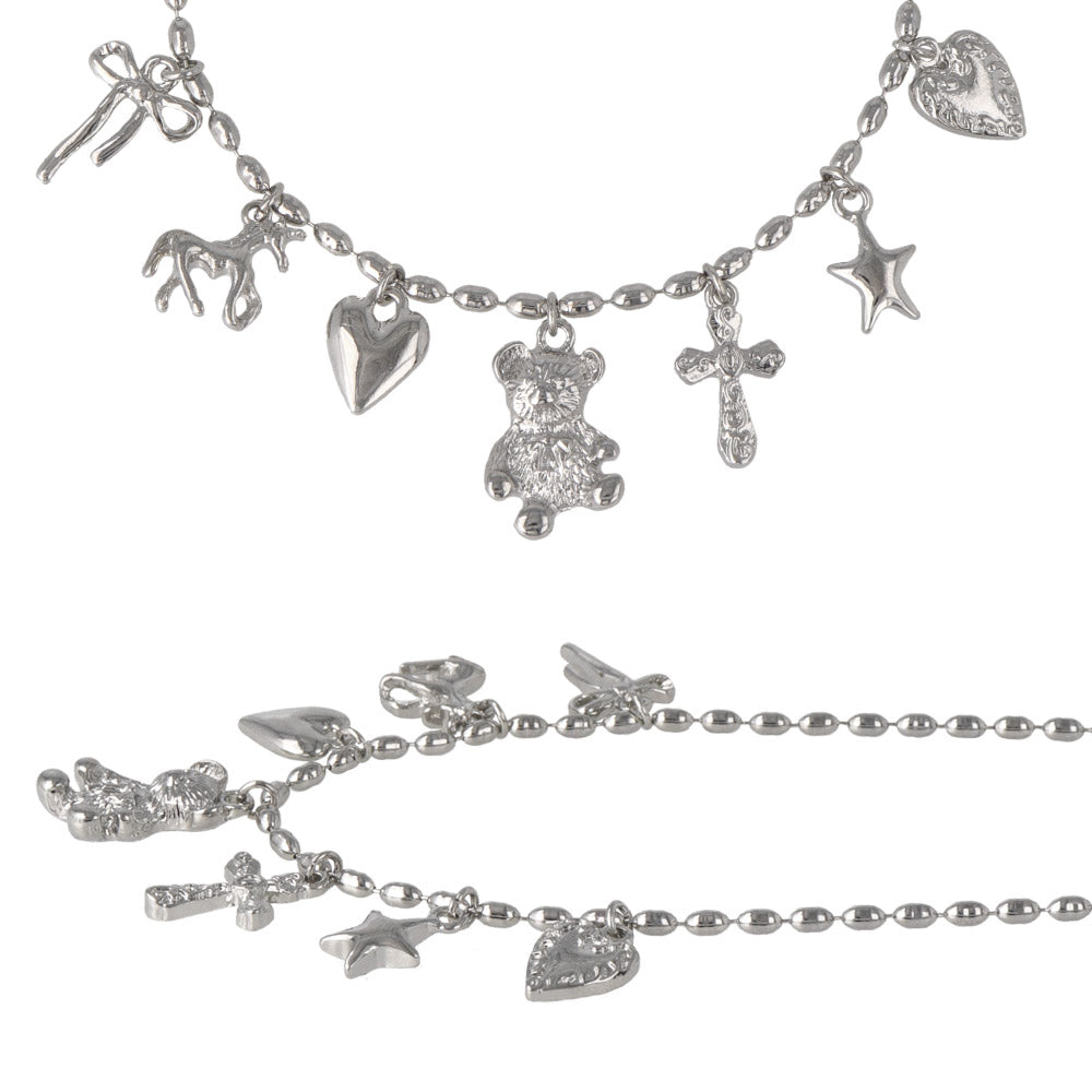 Fancy Mixed Charm Ball Chain Necklace