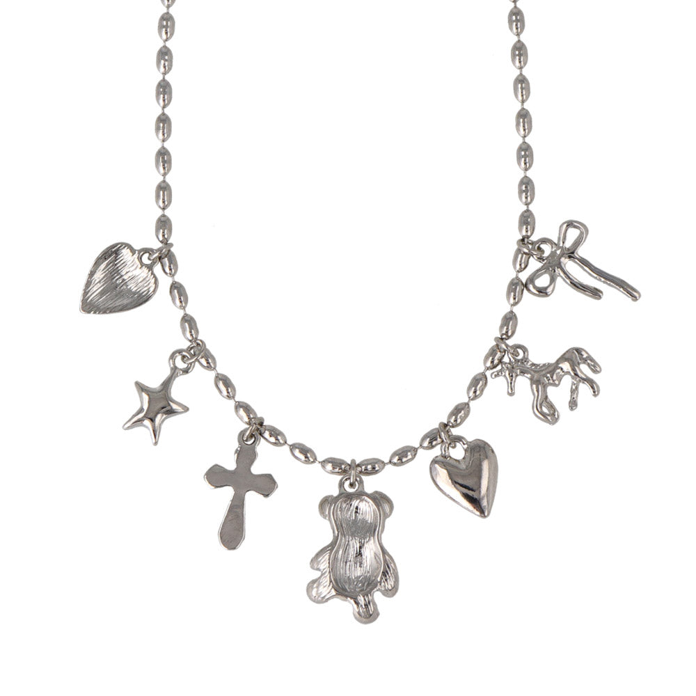 Fancy Mixed Charm Ball Chain Necklace