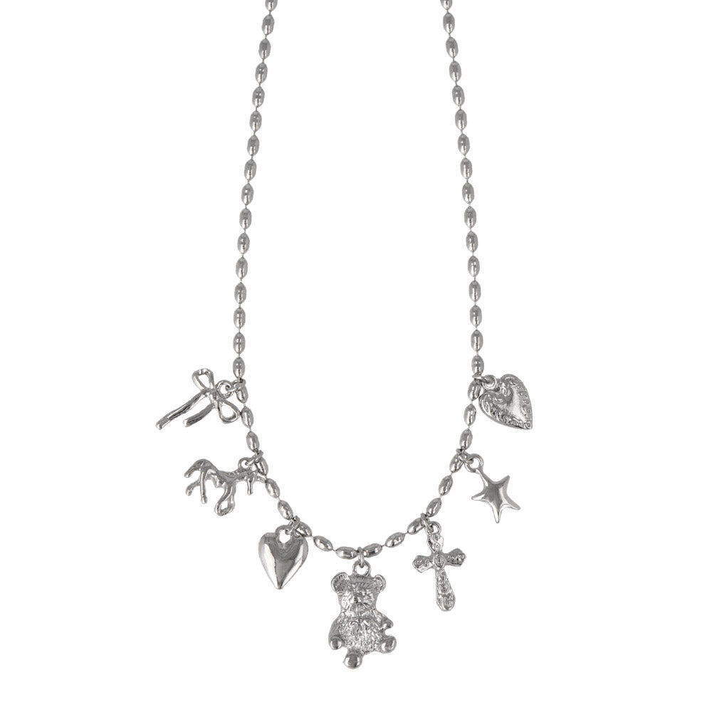 Fancy Mixed Charm Ball Chain Necklace