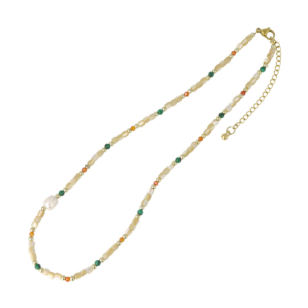 Mixed Bead Stainless Steel Necklace