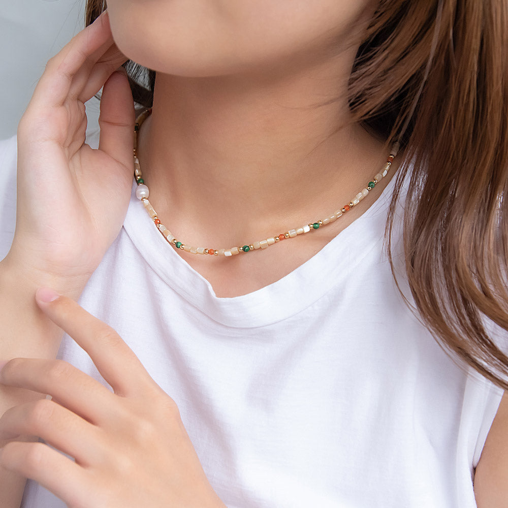 Mixed Bead Stainless Steel Necklace