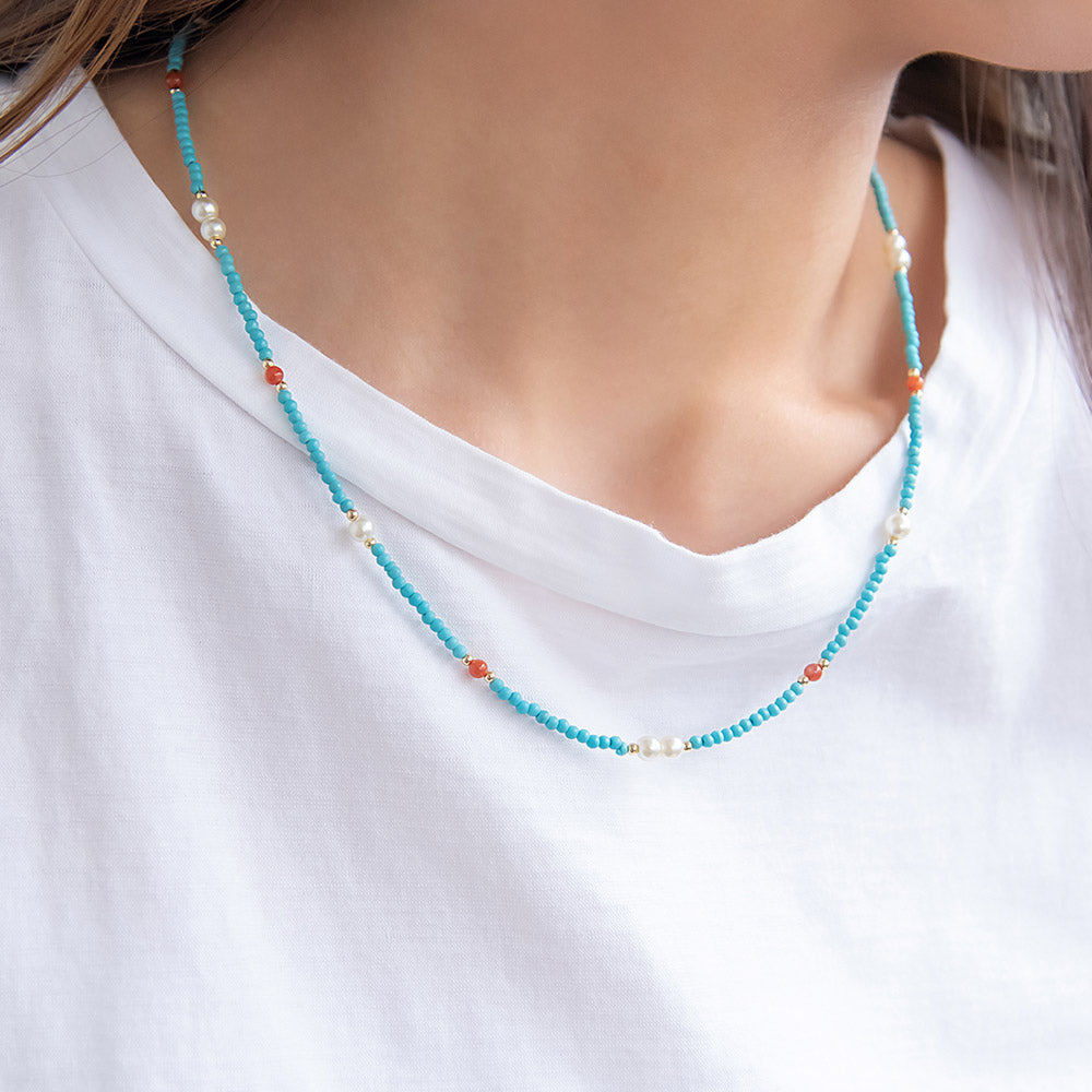 Mixed Bead Stainless Steel Necklace