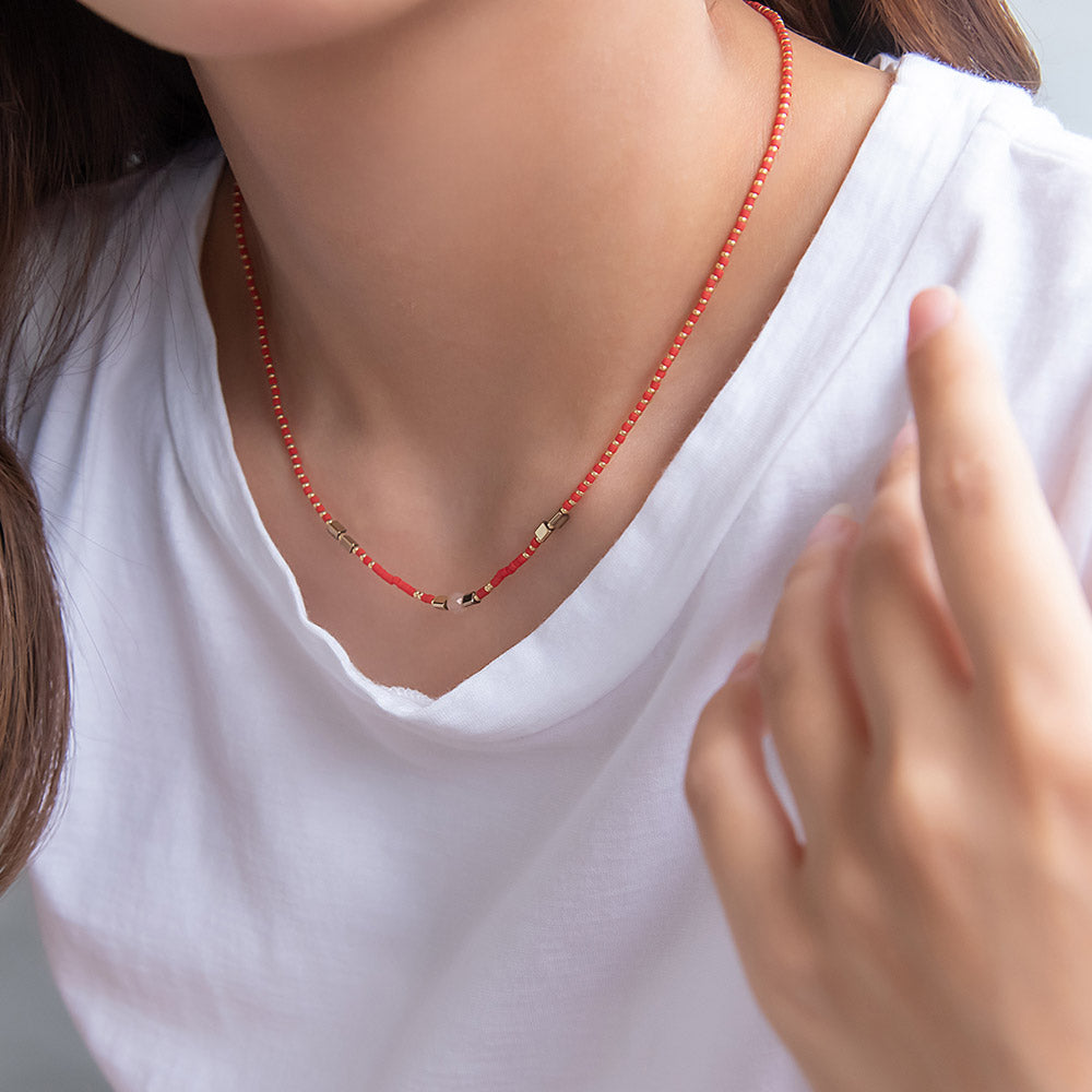Mixed Bead Stainless Steel Necklace