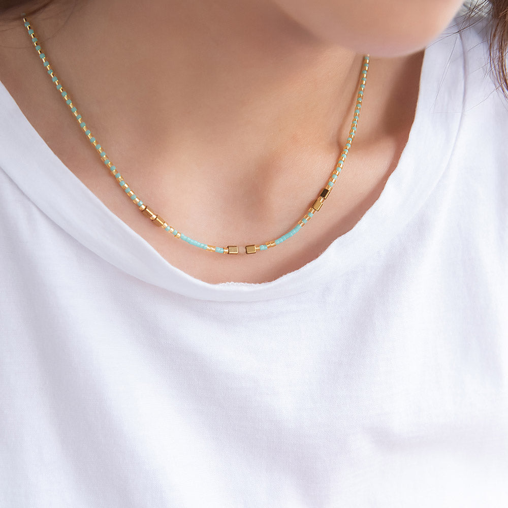 Mixed Bead Stainless Steel Necklace